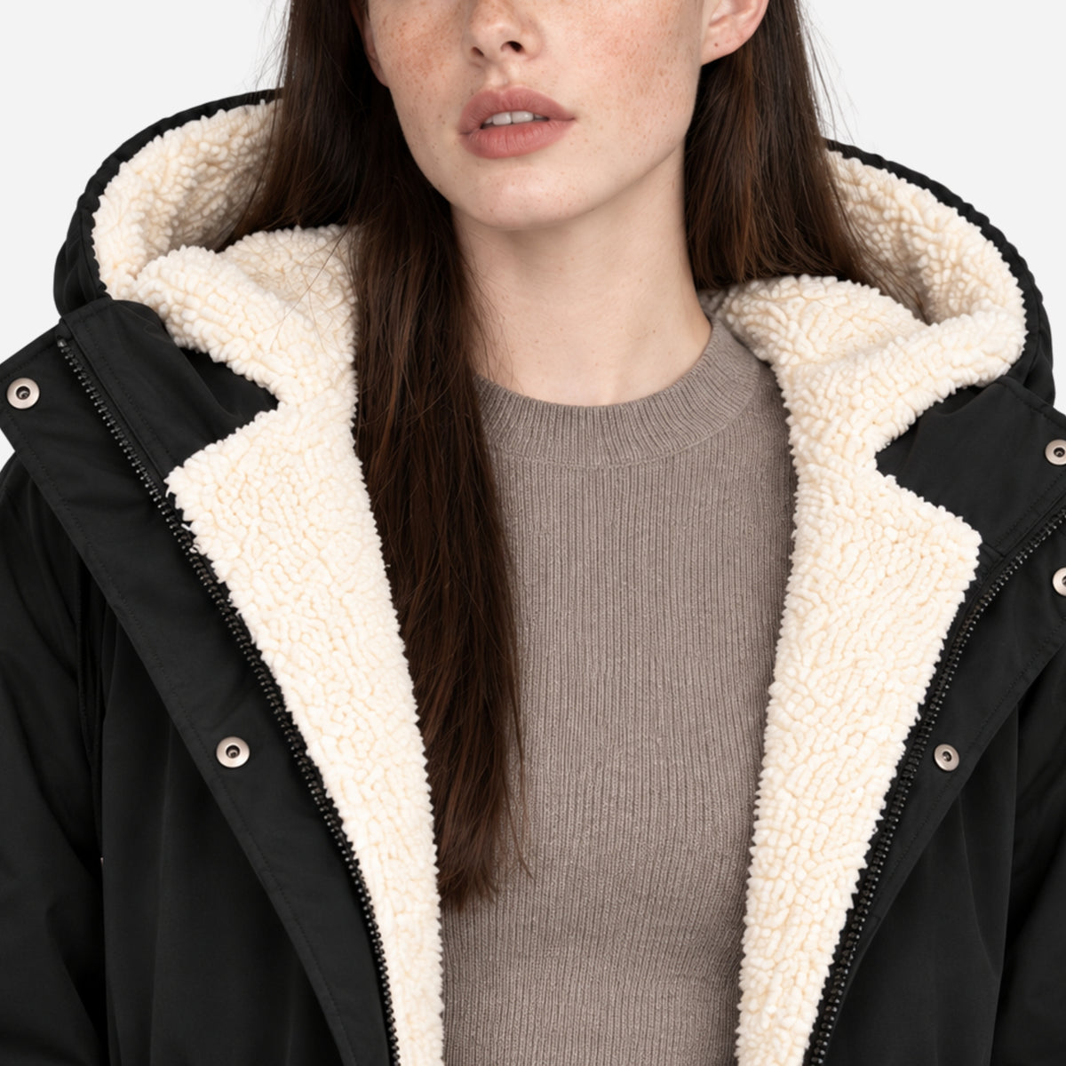 Women’s Hooded Fleece-Lined Cinched-Waist Parka Jacket-Fowsa