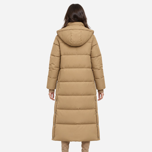 Women's Hooded Long Puffer Coat-Fowsa