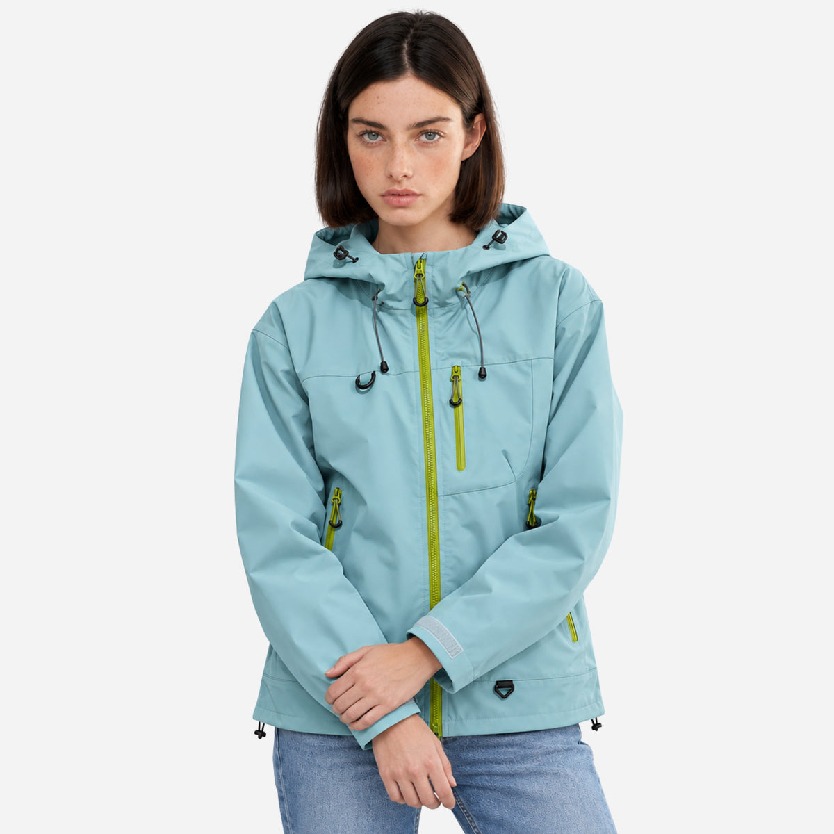 Women’s Hooded Multi-Pocket Waterproof Windbreaker Jacket-Fowsa