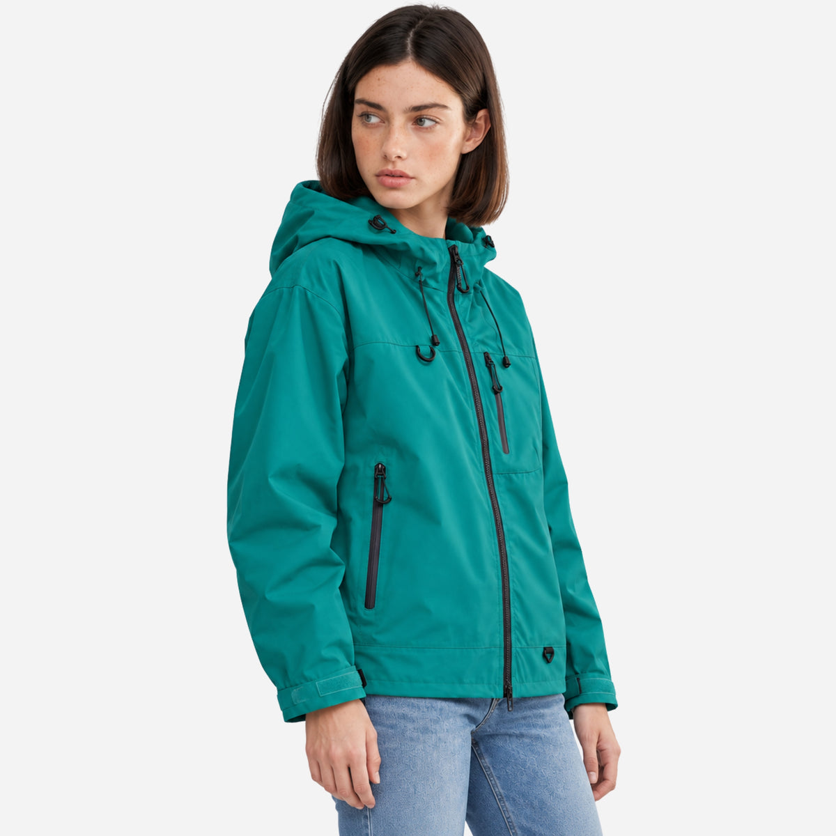 Women’s Hooded Multi-Pocket Waterproof Windbreaker Jacket-Fowsa