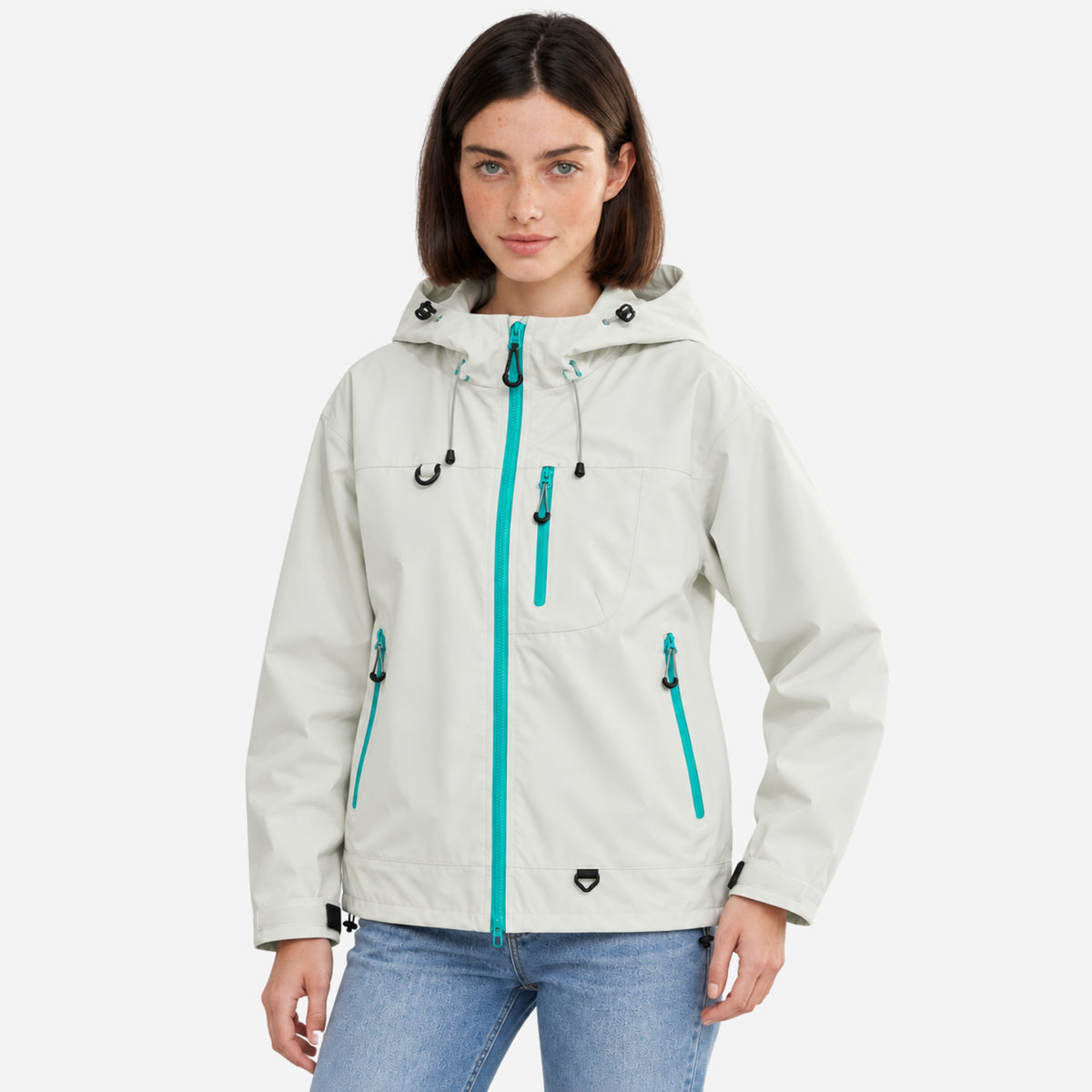 Women’s Hooded Multi-Pocket Waterproof Windbreaker Jacket-Fowsa