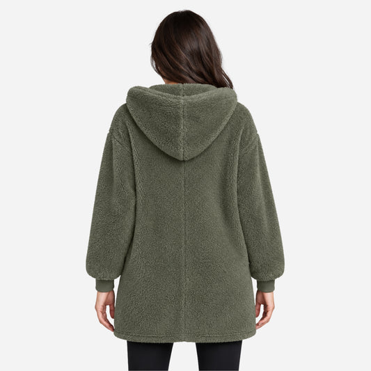 Women’s Hooded Zip Front Teddy Coat-Fowsa
