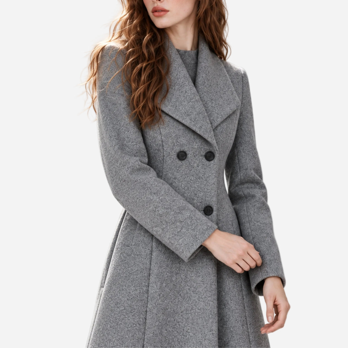 Women's Long Double-Breasted Coat-Fowsa