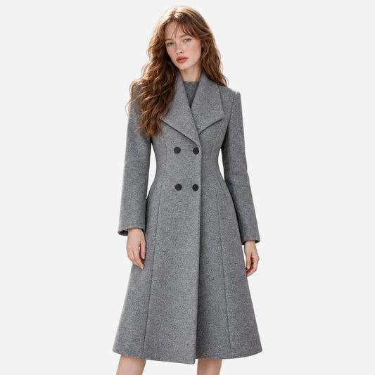 Women's Long Double-Breasted Coat-Fowsa