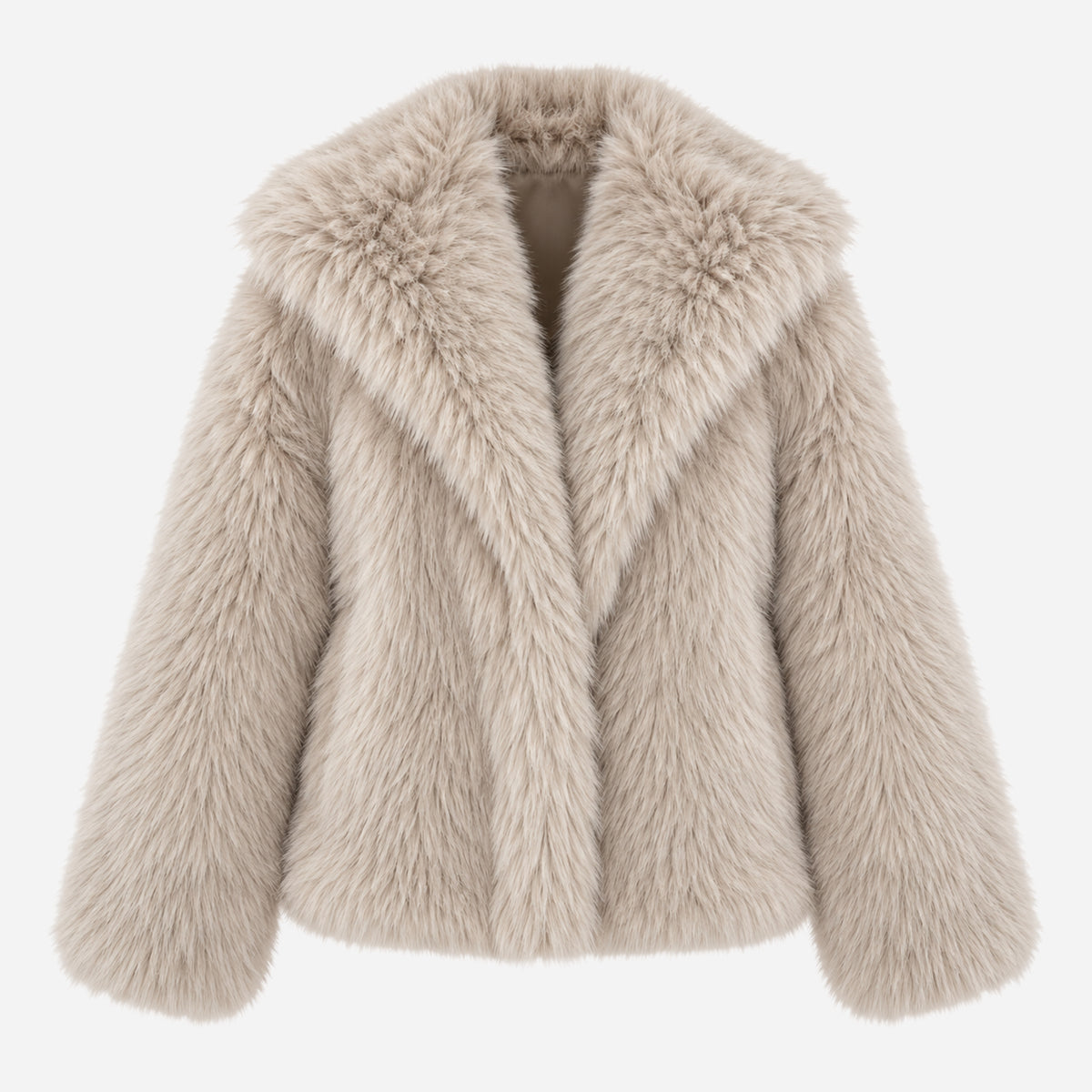 Women’s Long-Pile Wide-Collar Fur Jacket-Fowsa