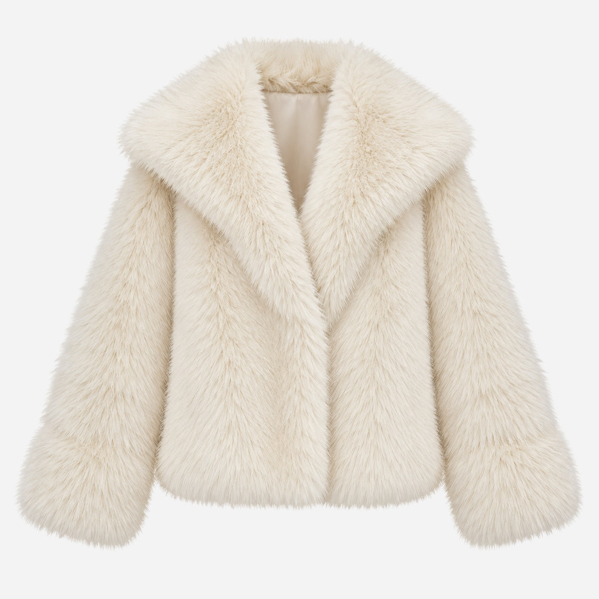 Women’s Long-Pile Wide-Collar Fur Jacket-Fowsa