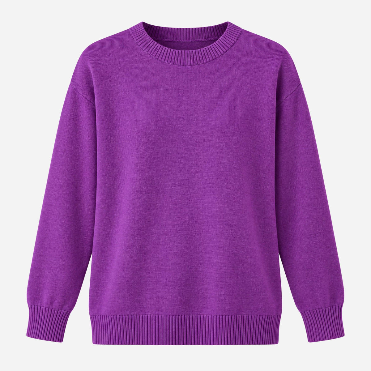 Women's Minimalist Crew-Neck Knitted Jumper-Fowsa