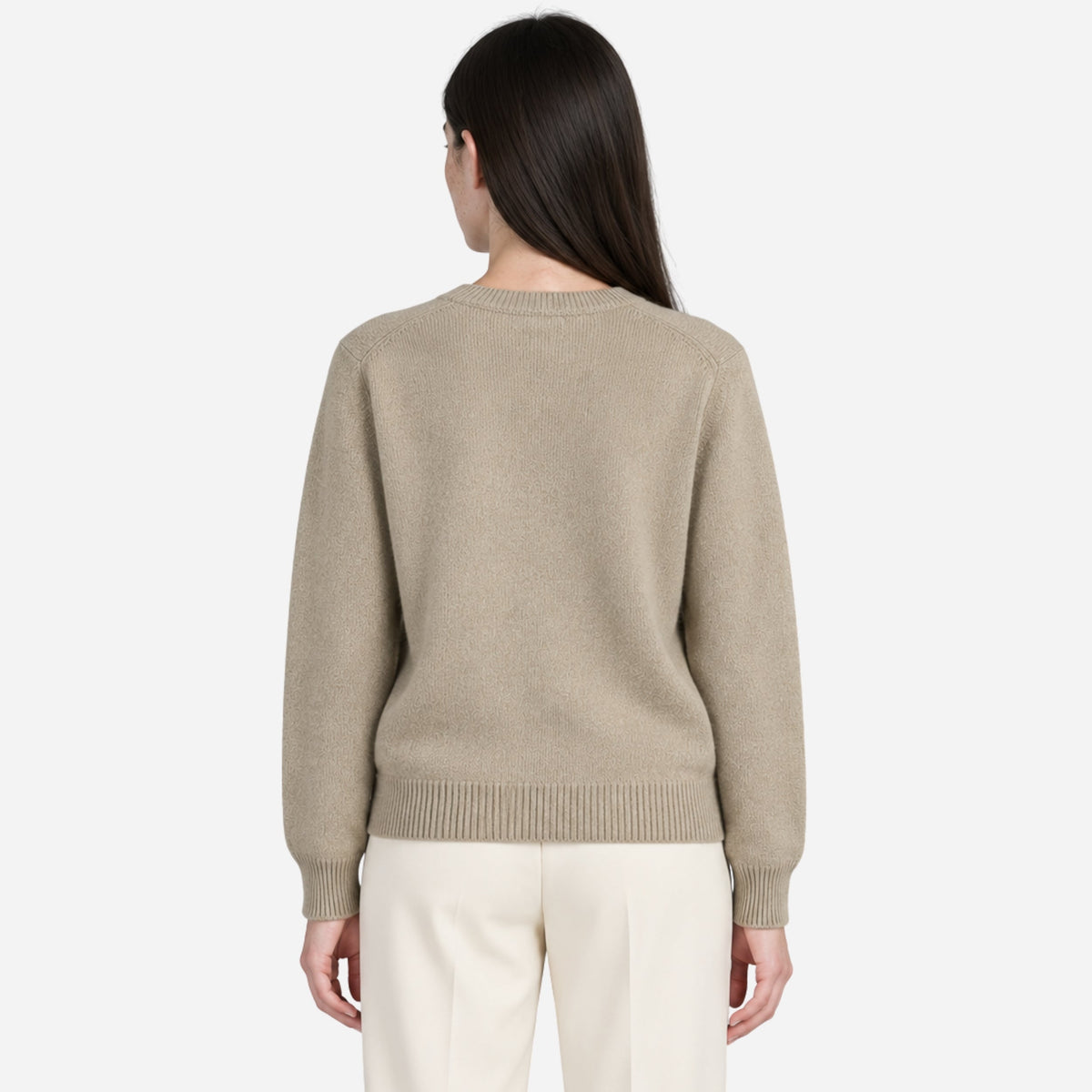 Women's Minimalist Crew-Neck Knitted Jumper-Fowsa