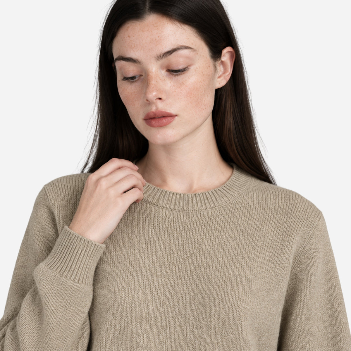 Women's Minimalist Crew-Neck Knitted Jumper-Fowsa