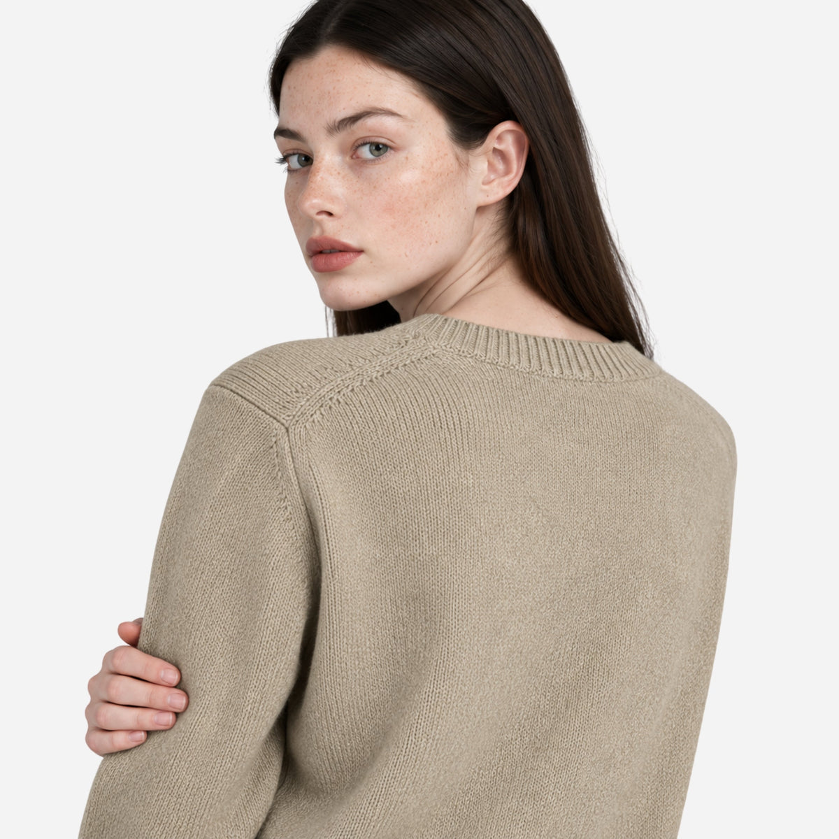 Women's Minimalist Crew-Neck Knitted Jumper-Fowsa