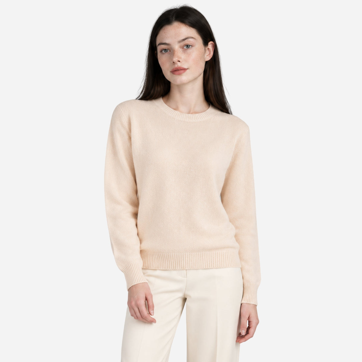 Women's Minimalist Crew-Neck Knitted Jumper-Fowsa