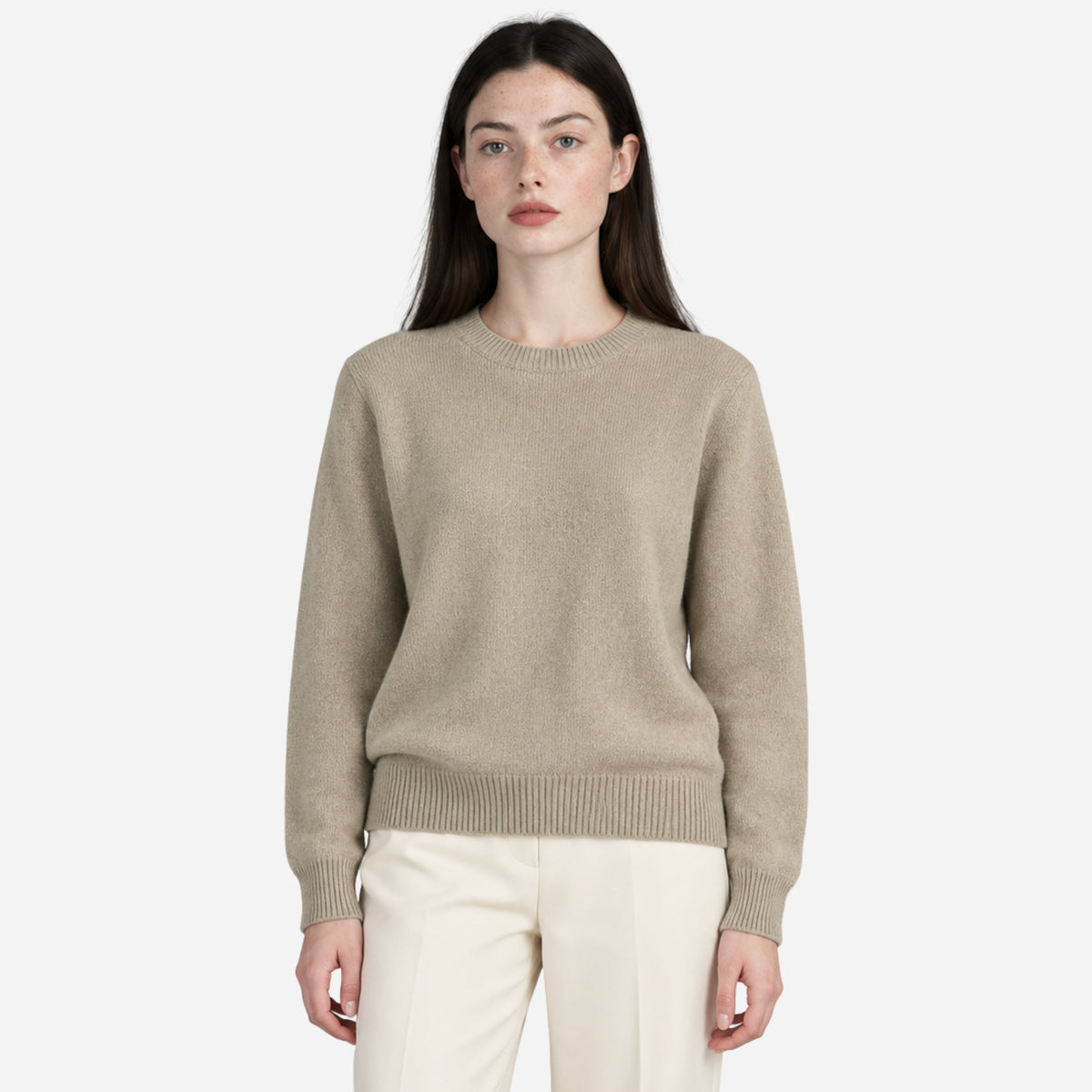 Women's Minimalist Crew-Neck Knitted Jumper-Fowsa
