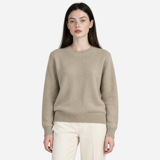Women's Minimalist Crew-Neck Knitted Jumper-Fowsa