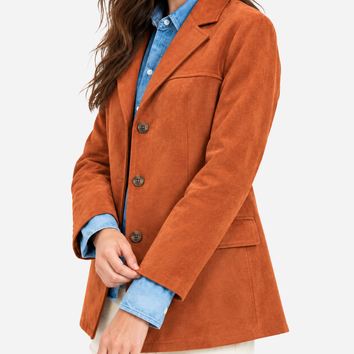 Women's Notched Lapel Button Blazer-Fowsa