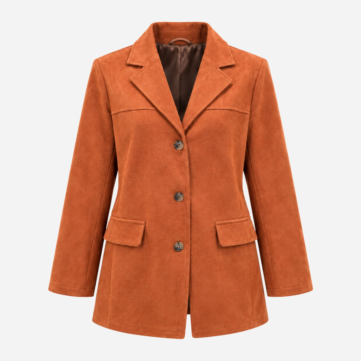 Women's Notched Lapel Button Blazer-Fowsa