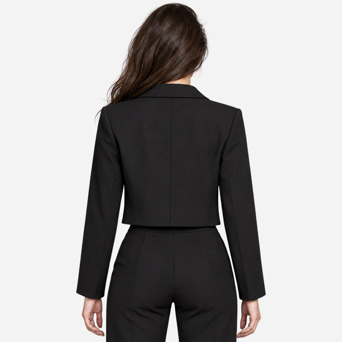 Women’s Notched-Lapel Single-Button Cropped Blazer-Fowsa