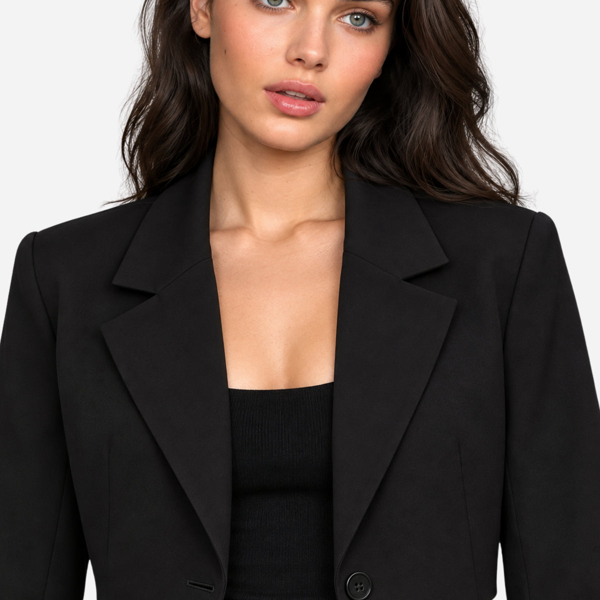 Women’s Notched-Lapel Single-Button Cropped Blazer-Fowsa
