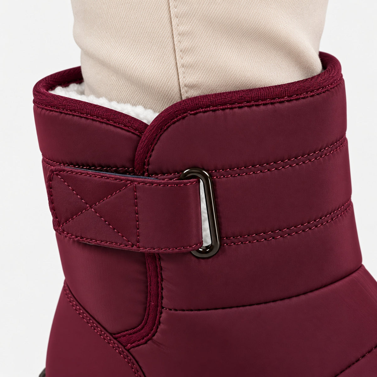 Women's Padded Buckle-Strap Winter Boots-Fowsa