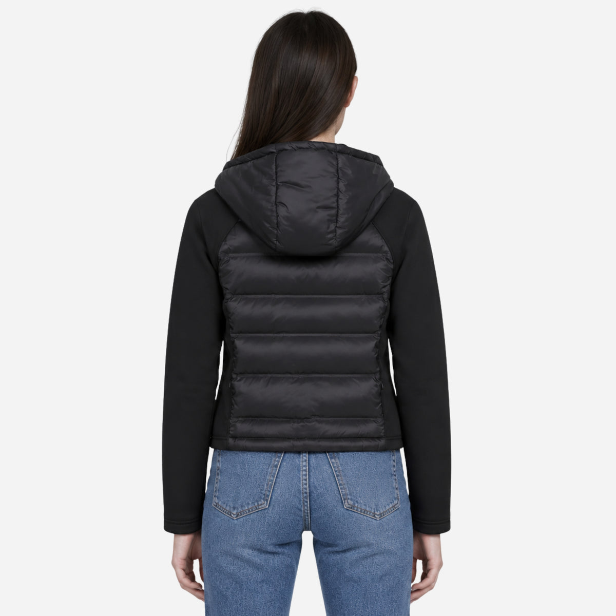 Women’s Panelled Hybrid Hooded Puffer Jacket-Fowsa