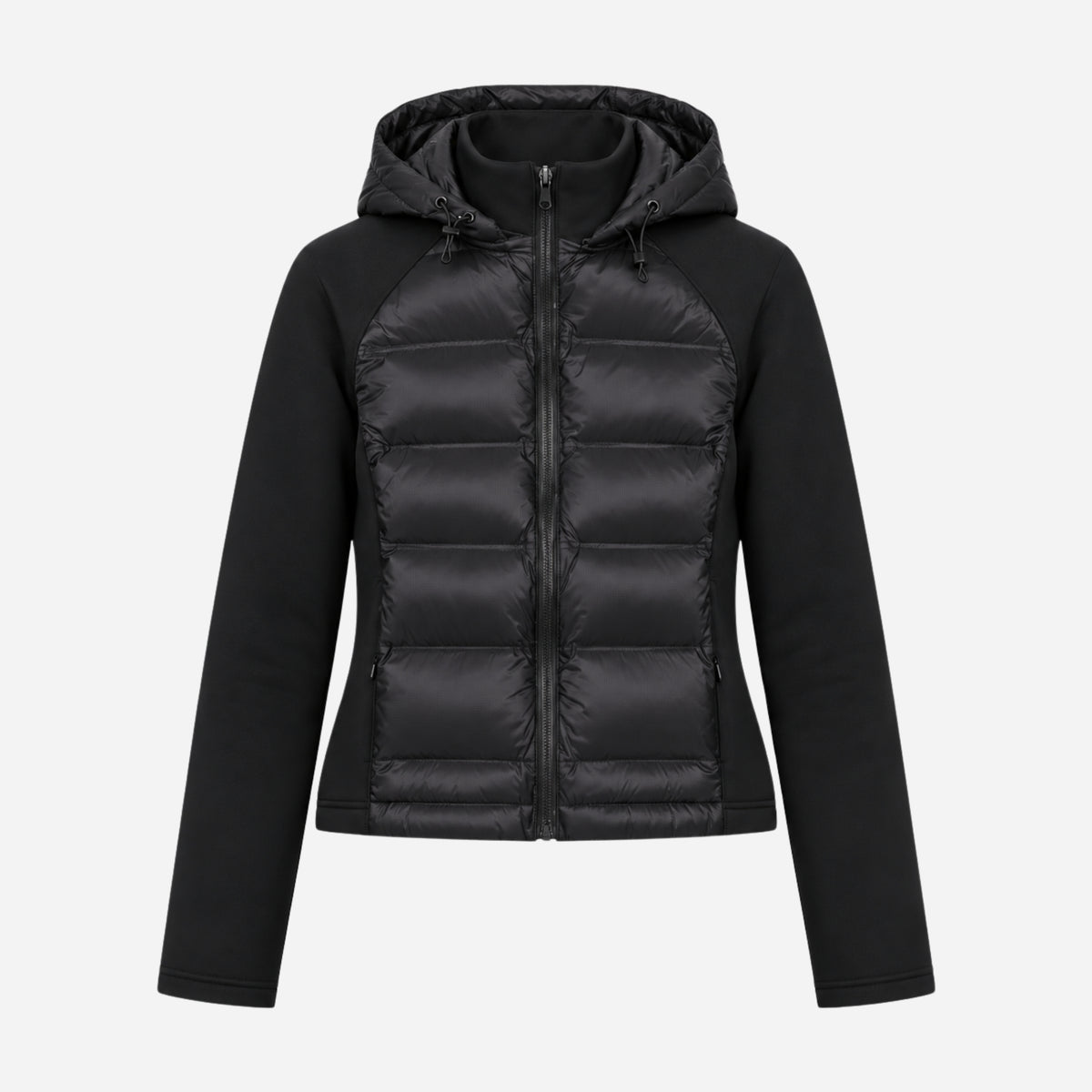 Women’s Panelled Hybrid Hooded Puffer Jacket-Fowsa