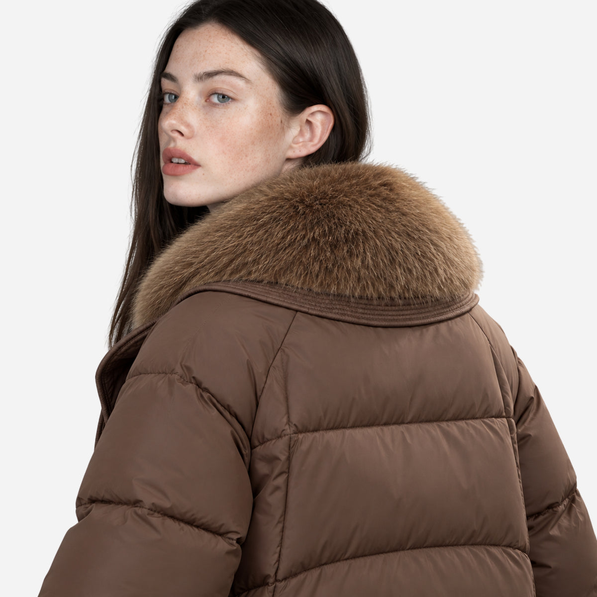 Women’s Plush-Collar Toggle-Fastening Puffer Jacket-Fowsa