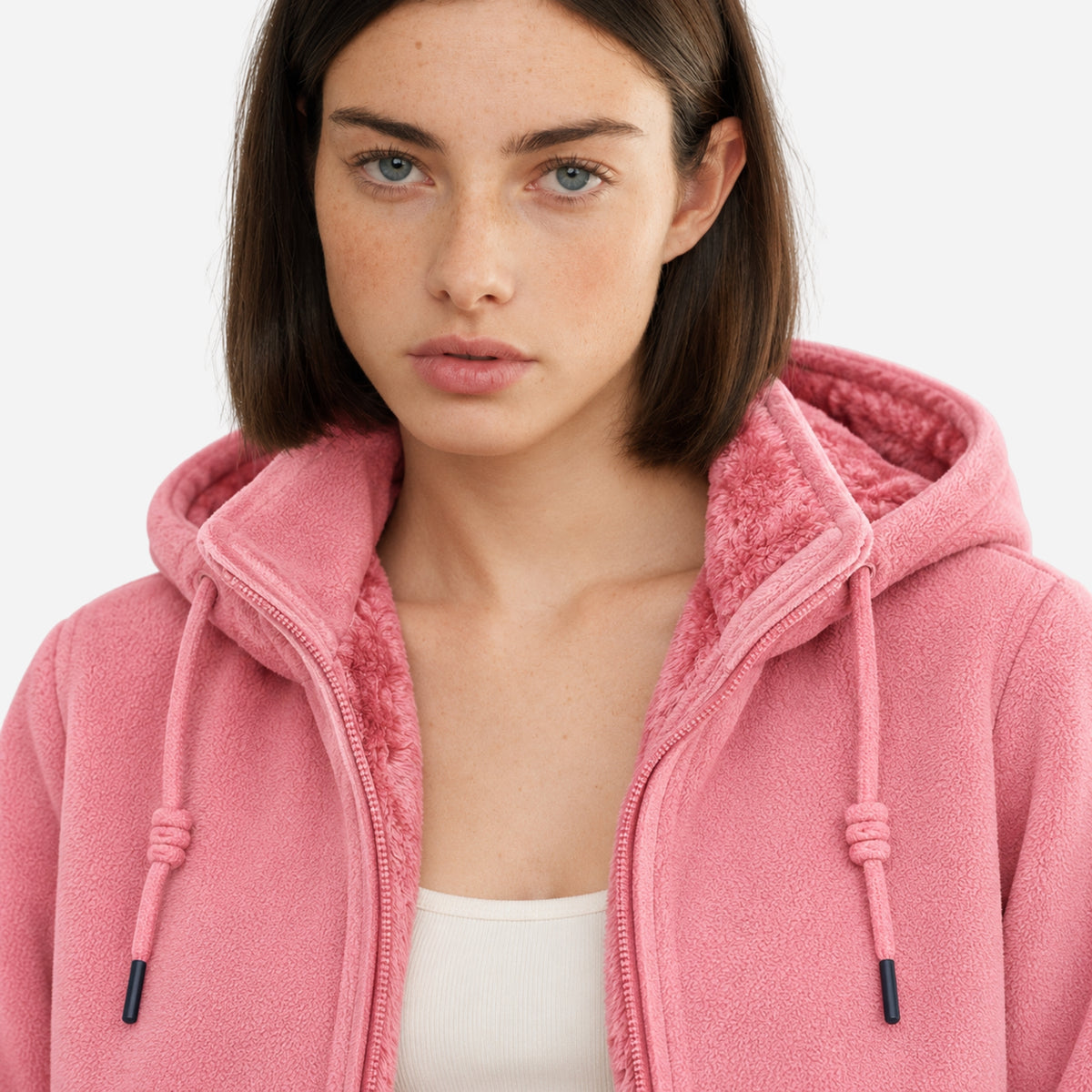 Women’s Plush-Lined Hooded Fleece Jacket-Fowsa