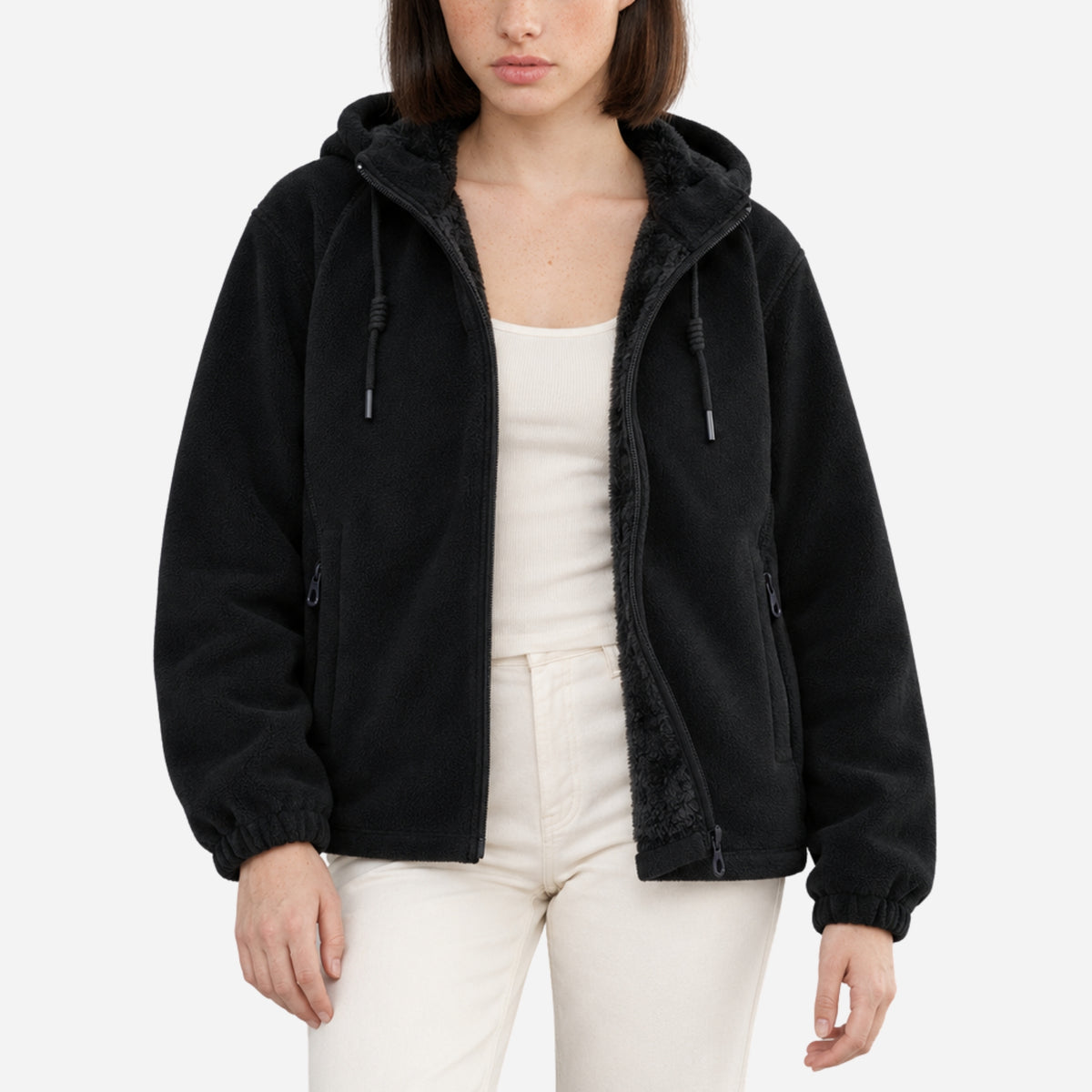 Women’s Plush-Lined Hooded Fleece Jacket-Fowsa