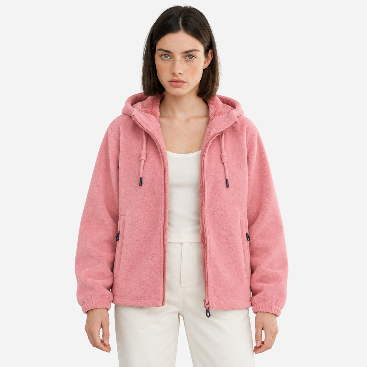 Women’s Plush-Lined Hooded Fleece Jacket-Fowsa