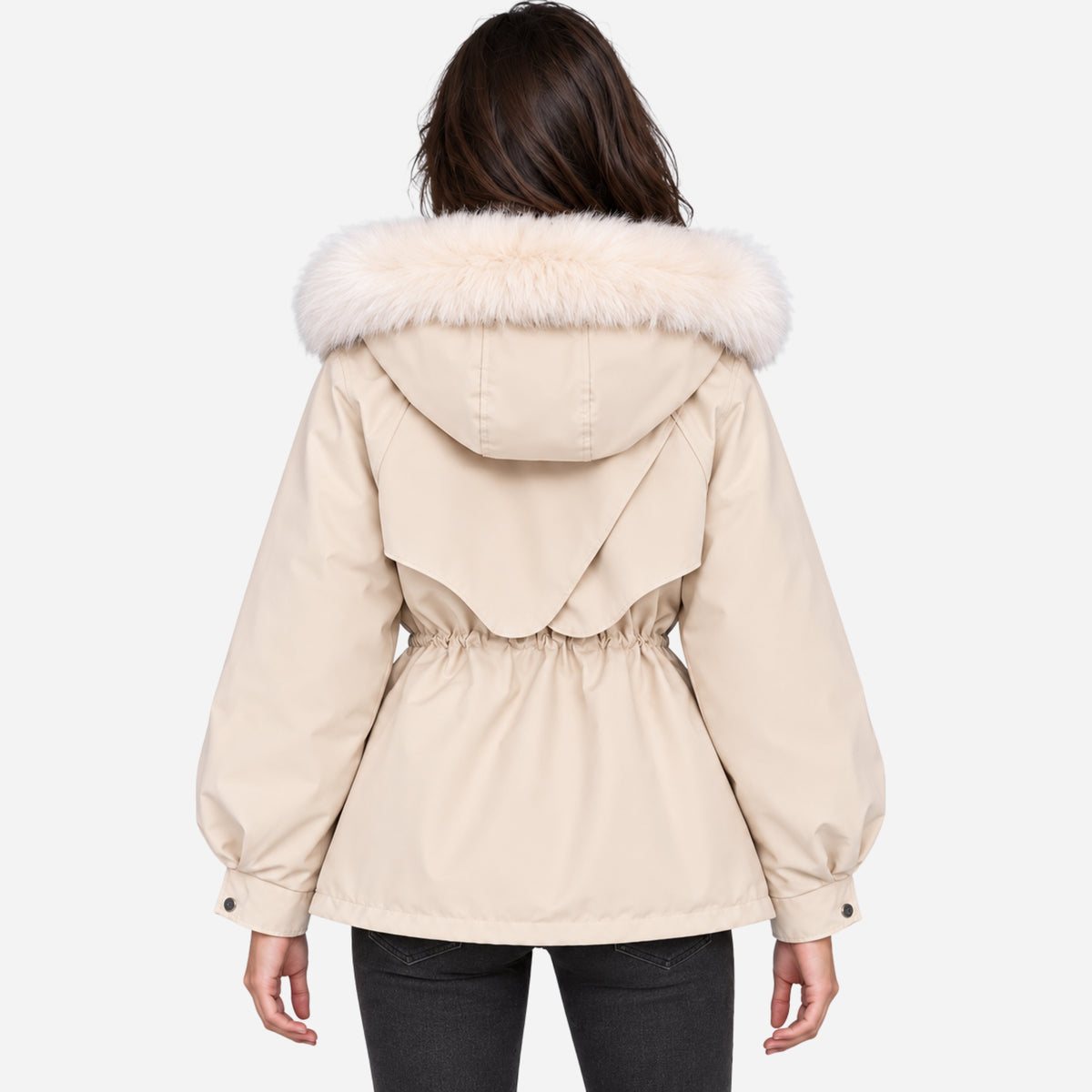 Women’s Plush-Lined Hooded Winter Parka Jacket-Fowsa