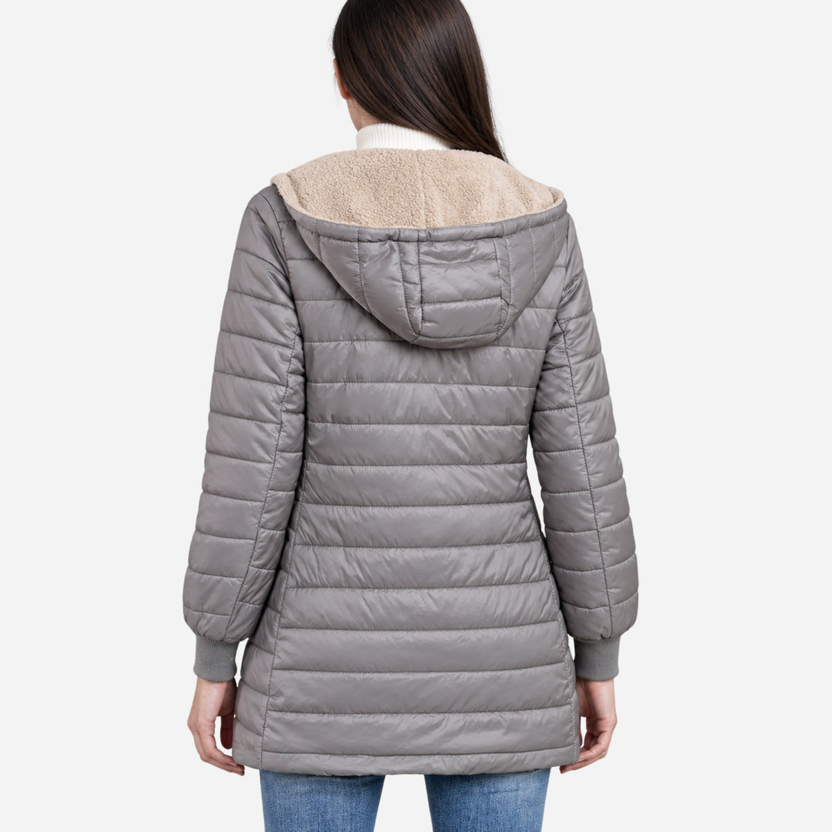 Women’s Plush-Lined Mid-Length Puffer Coat-Fowsa