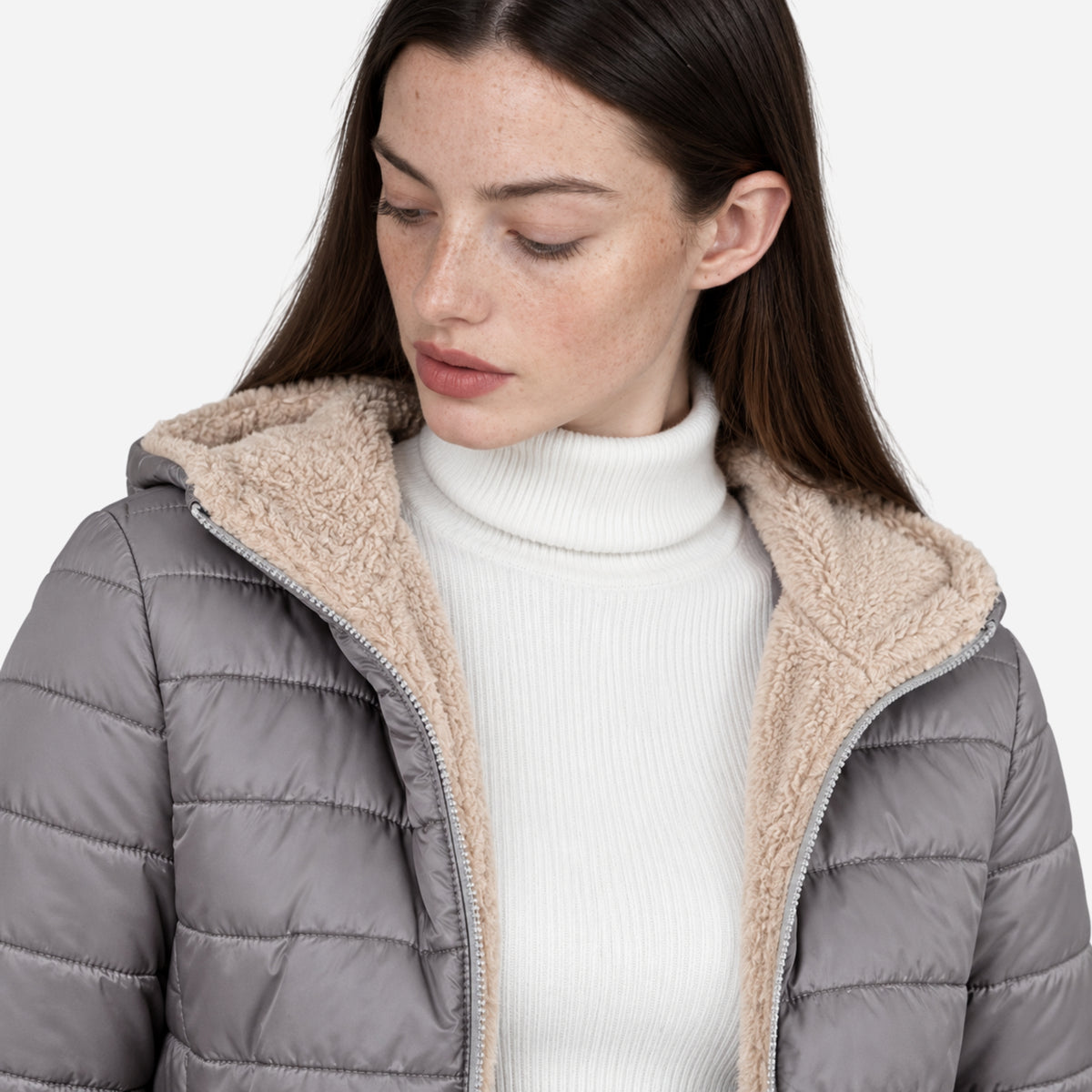 Women’s Plush-Lined Mid-Length Puffer Coat-Fowsa