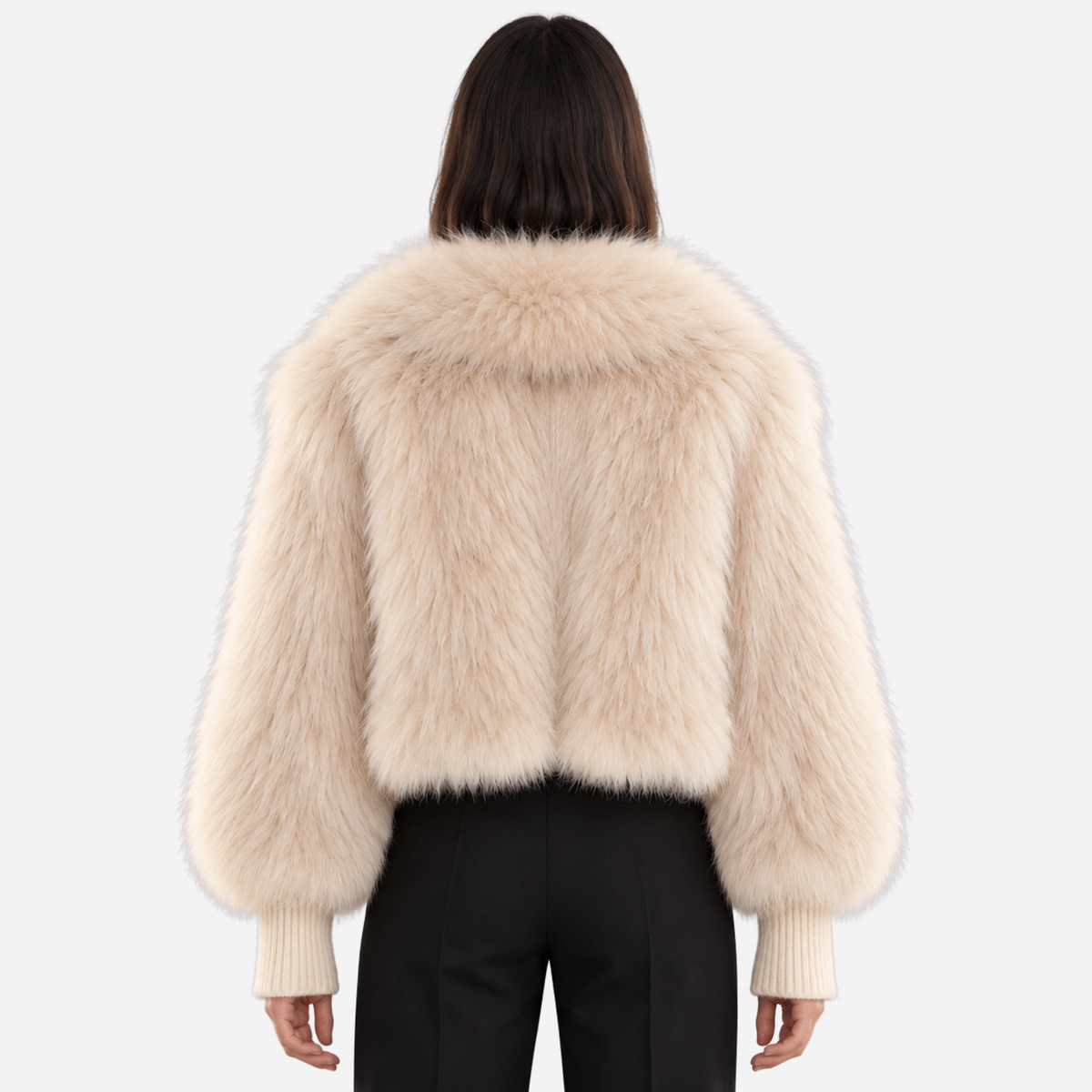 Women’s Plush-Texture Zip-Up Short Jacket-Fowsa