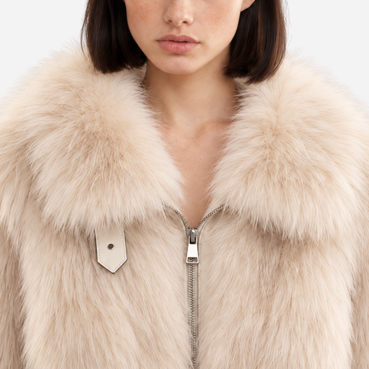 Women’s Plush-Texture Zip-Up Short Jacket-Fowsa