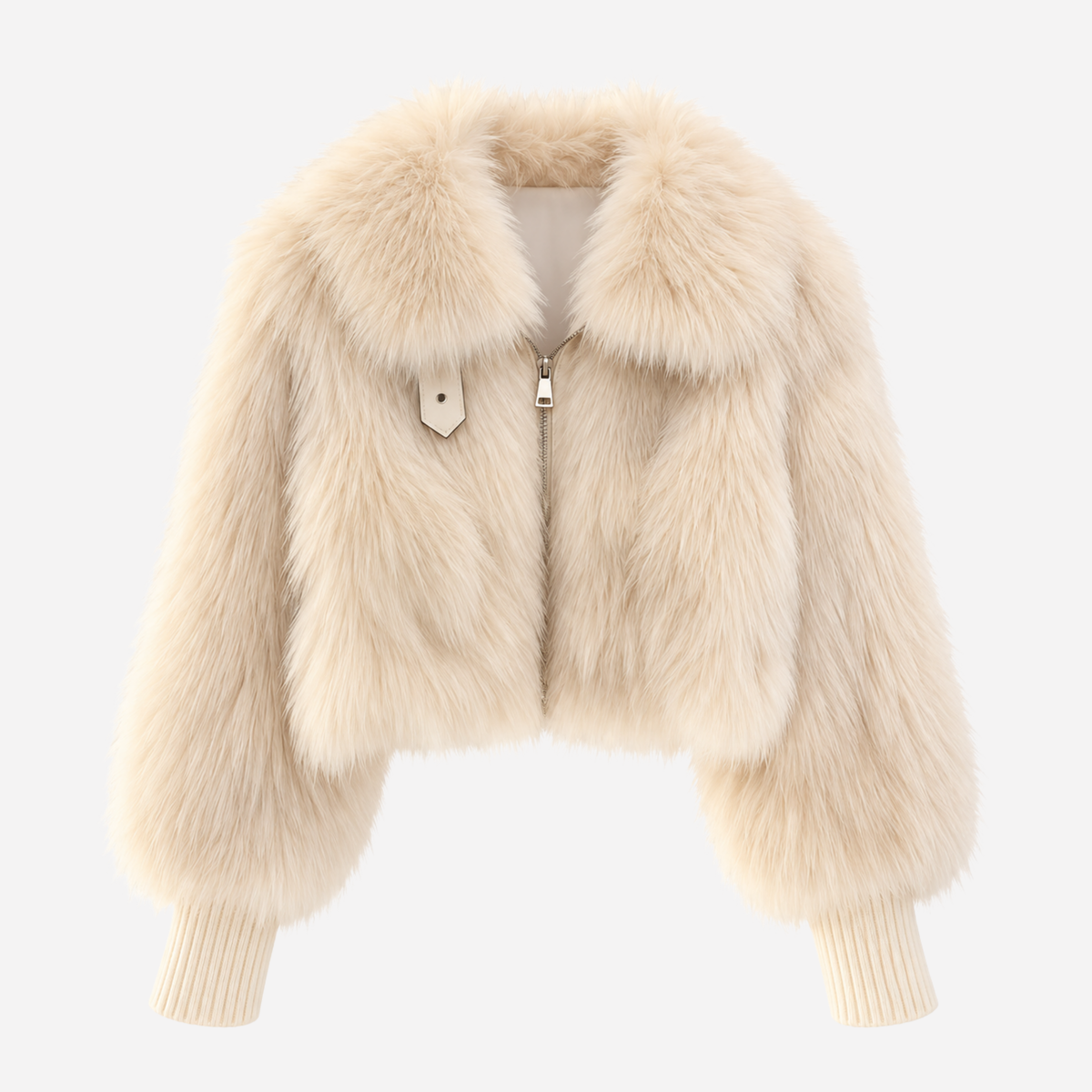 Women’s Plush-Texture Zip-Up Short Jacket-Fowsa