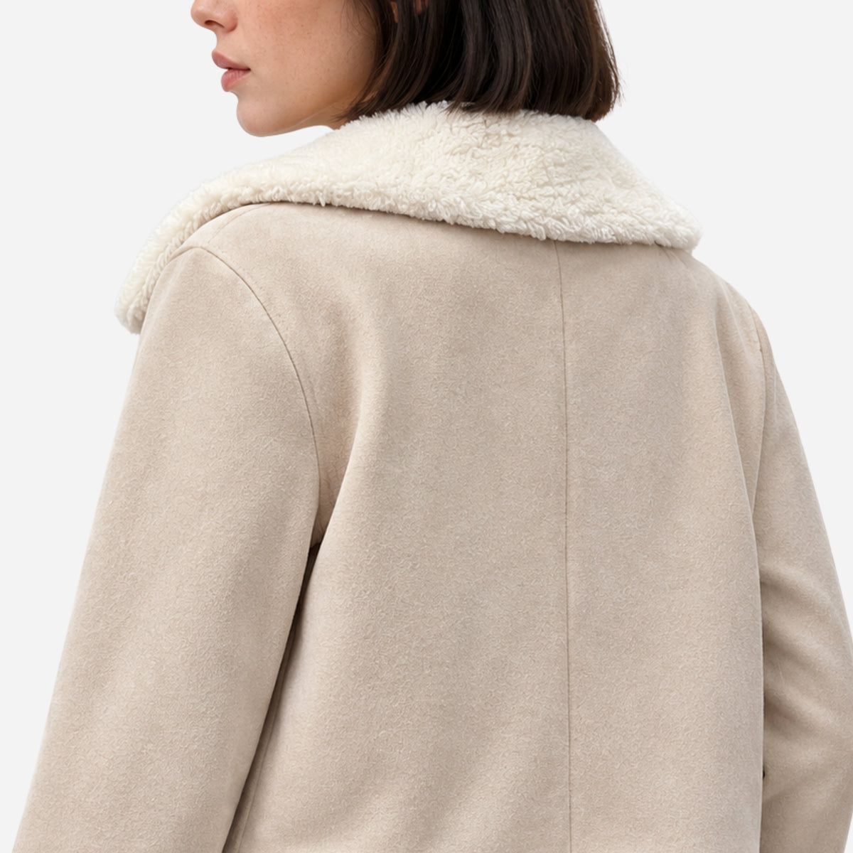 Women’s Plush-Trim Asymmetric-Zip Short Jacket-Fowsa
