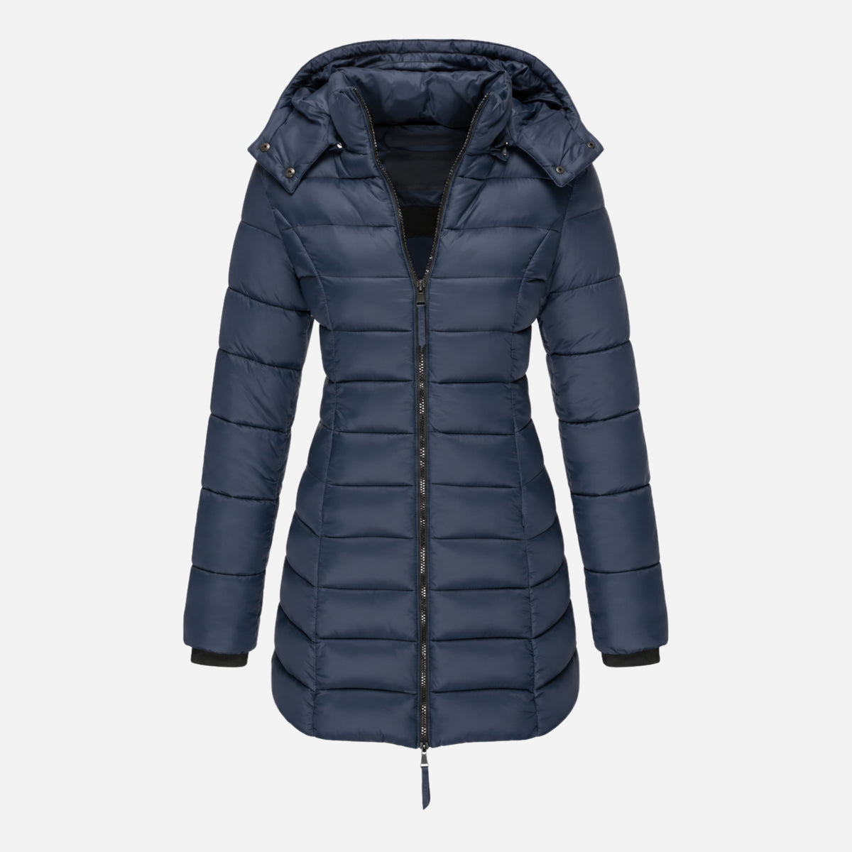 Women’s Quilted Mid-Length Hooded Puffer Coat-Fowsa