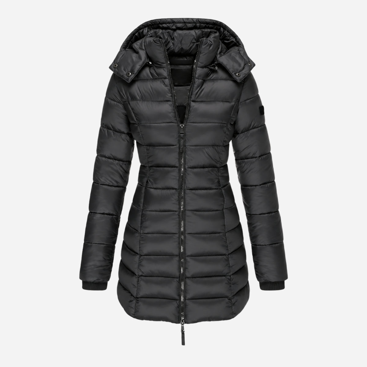 Women’s Quilted Mid-Length Hooded Puffer Coat-Fowsa