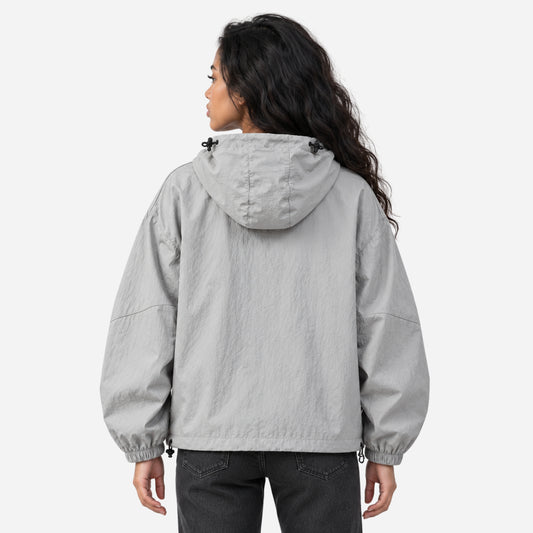 Women's Relaxed Hooded Zip-Up Windbreaker Jacket-Fowsa
