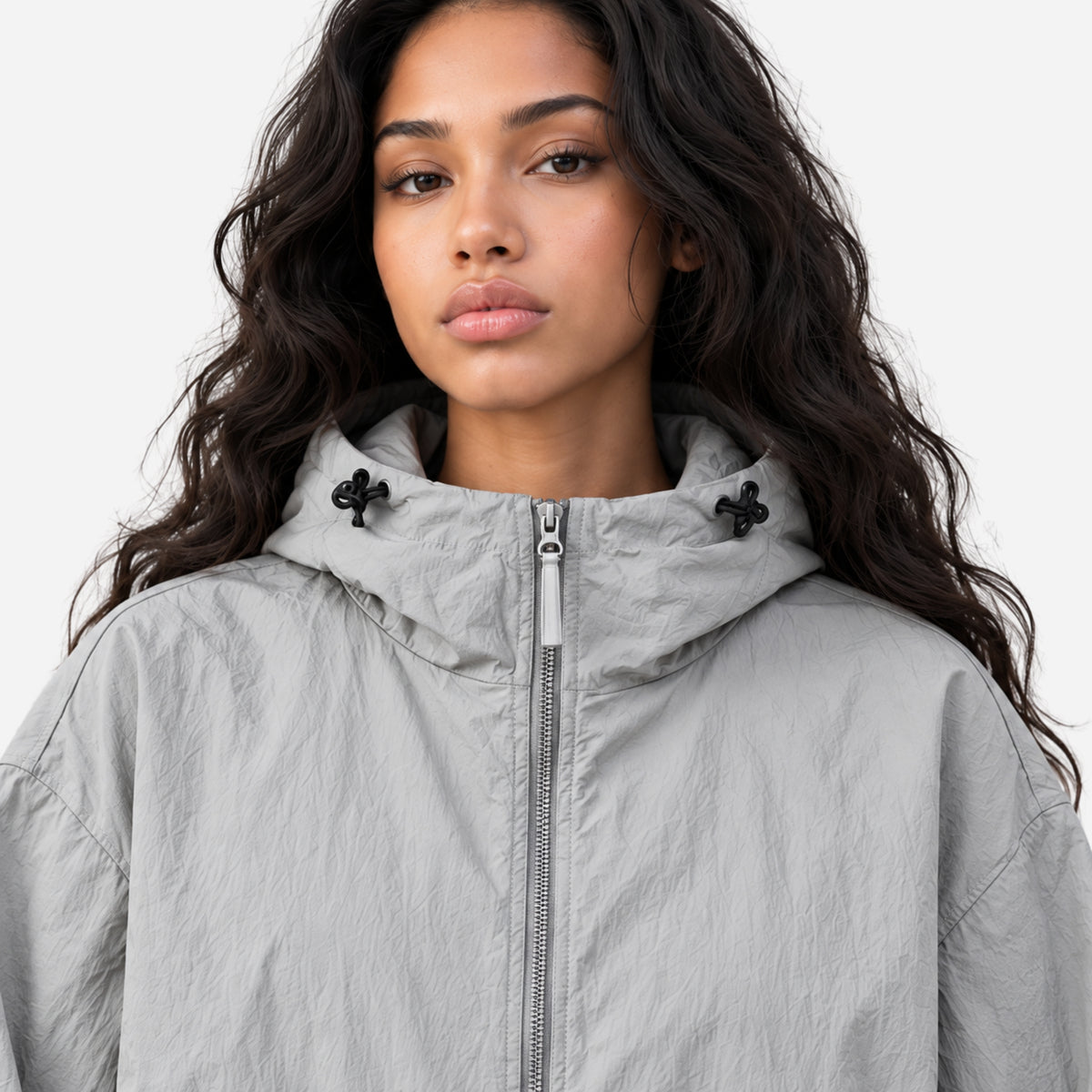Women's Relaxed Hooded Zip-Up Windbreaker Jacket-Fowsa