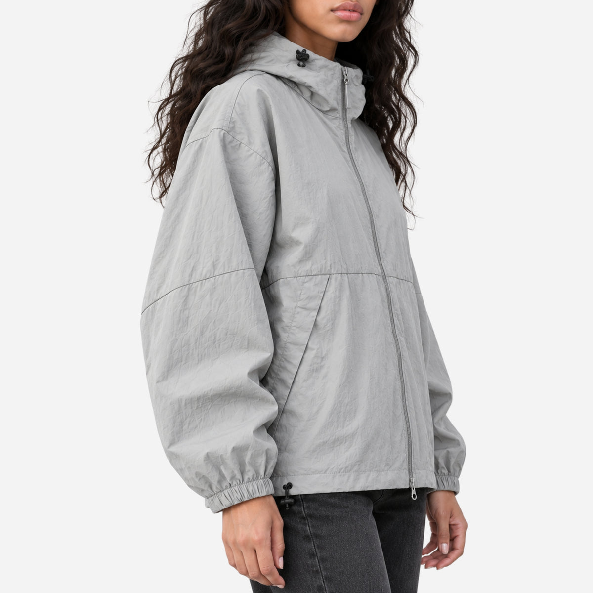 Women's Relaxed Hooded Zip-Up Windbreaker Jacket-Fowsa