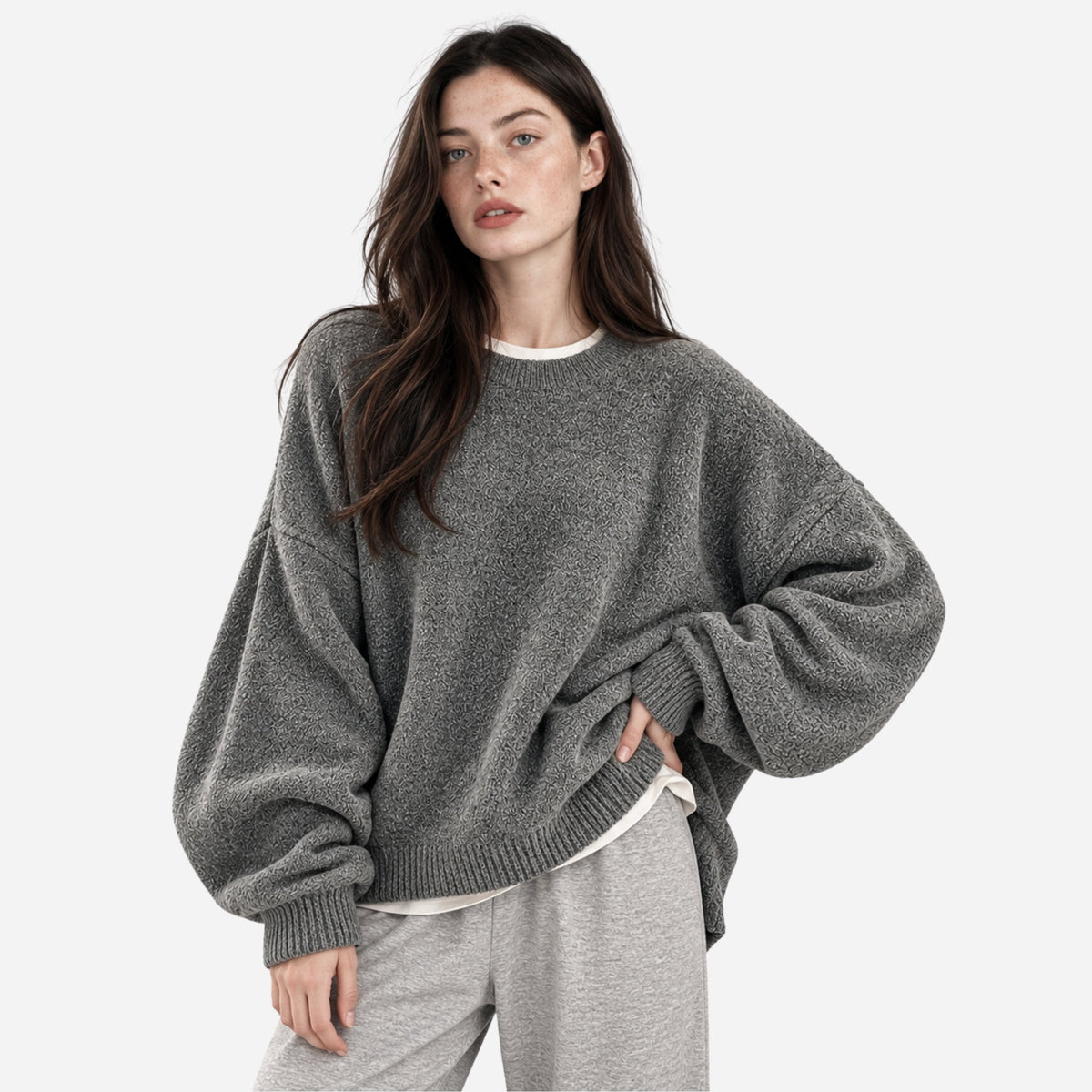 Women's Relaxed Side-Slit Knitted Jumper-Fowsa