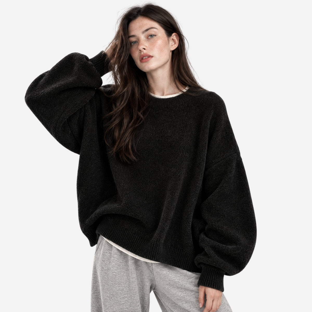 Women's Relaxed Side-Slit Knitted Jumper-Fowsa