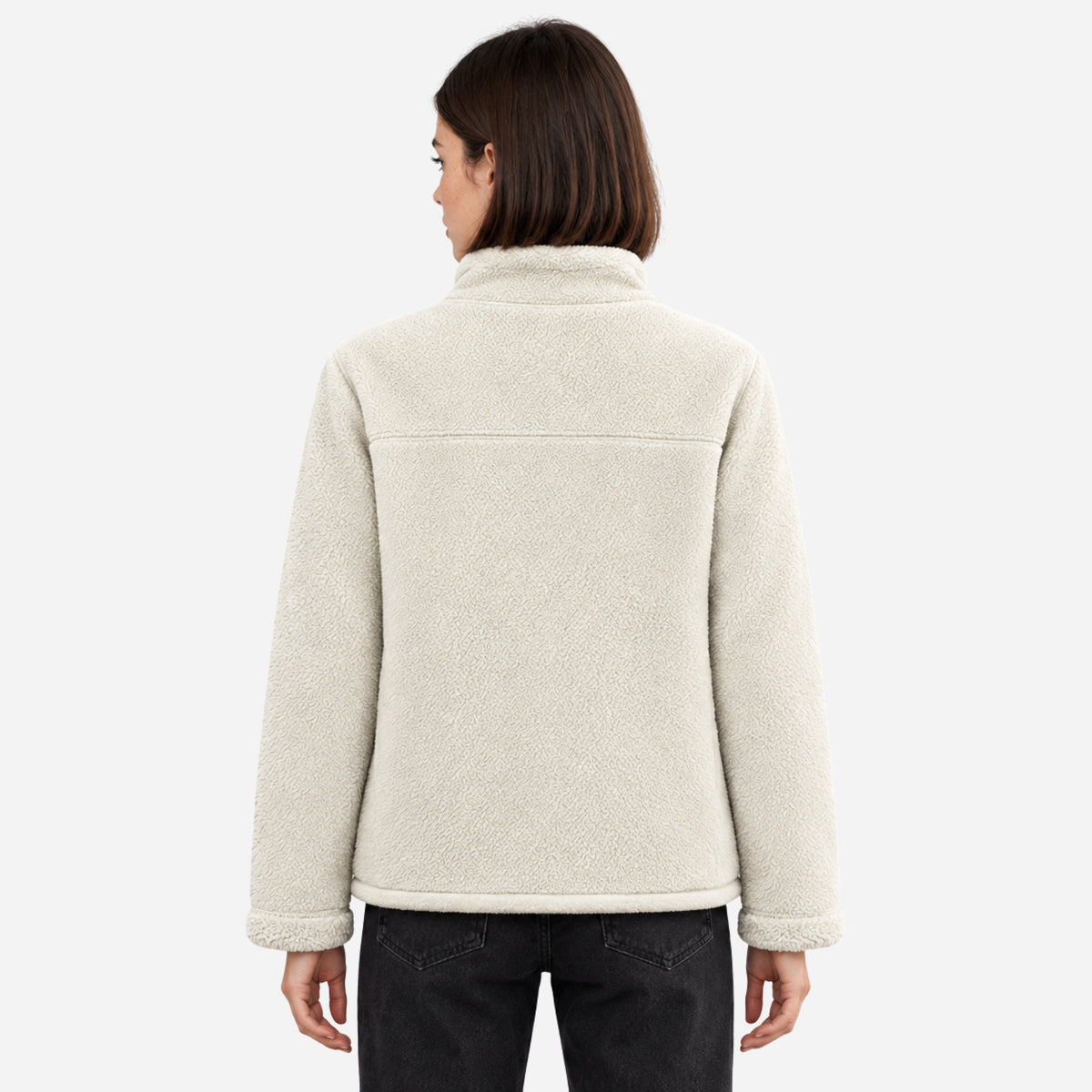Women’s Reversible Plush-Lined Full-Zip Fleece Jacket-Fowsa