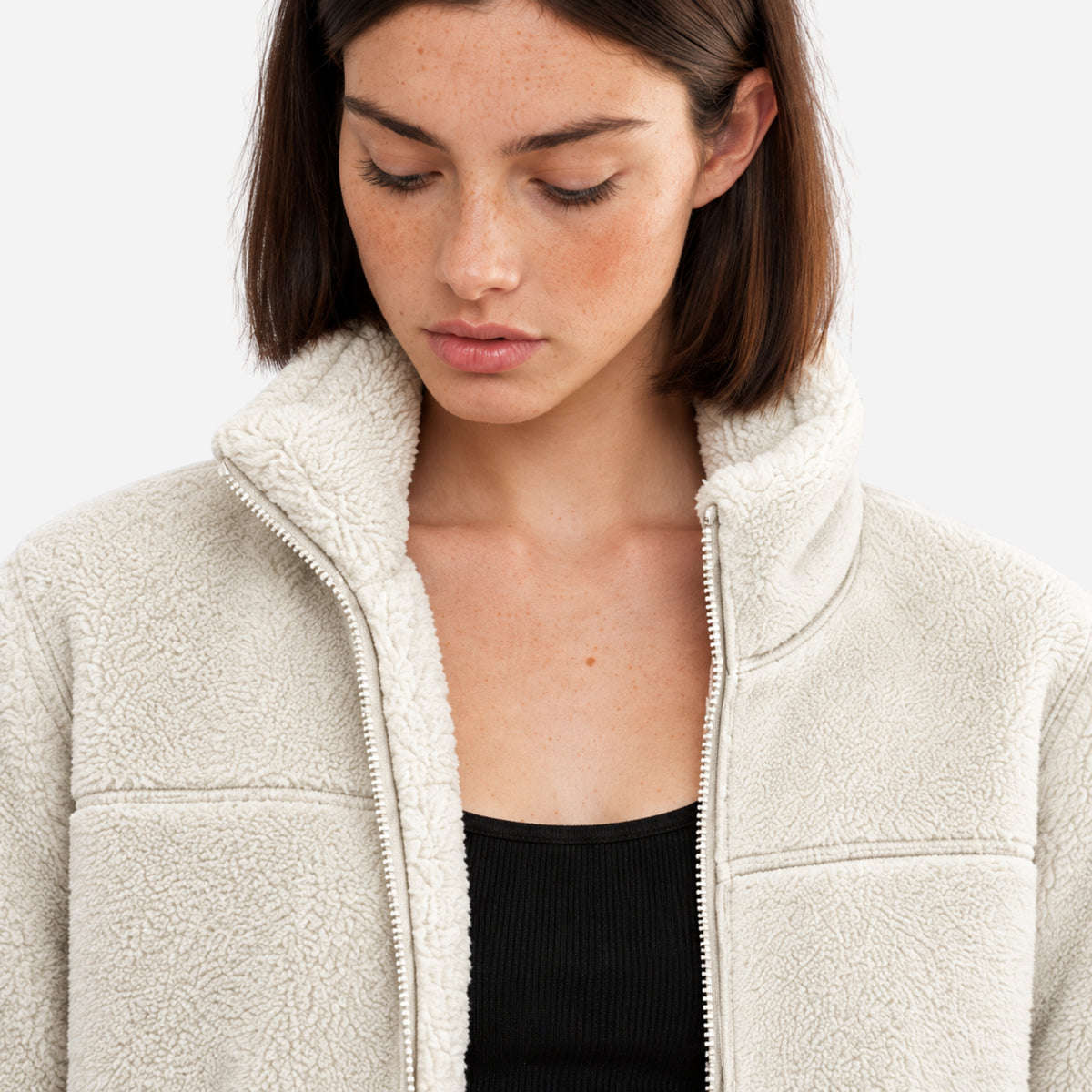 Women’s Reversible Plush-Lined Full-Zip Fleece Jacket-Fowsa