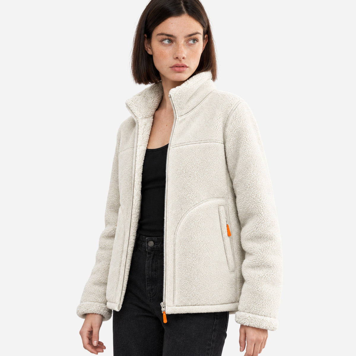 Women’s Reversible Plush-Lined Full-Zip Fleece Jacket-Fowsa
