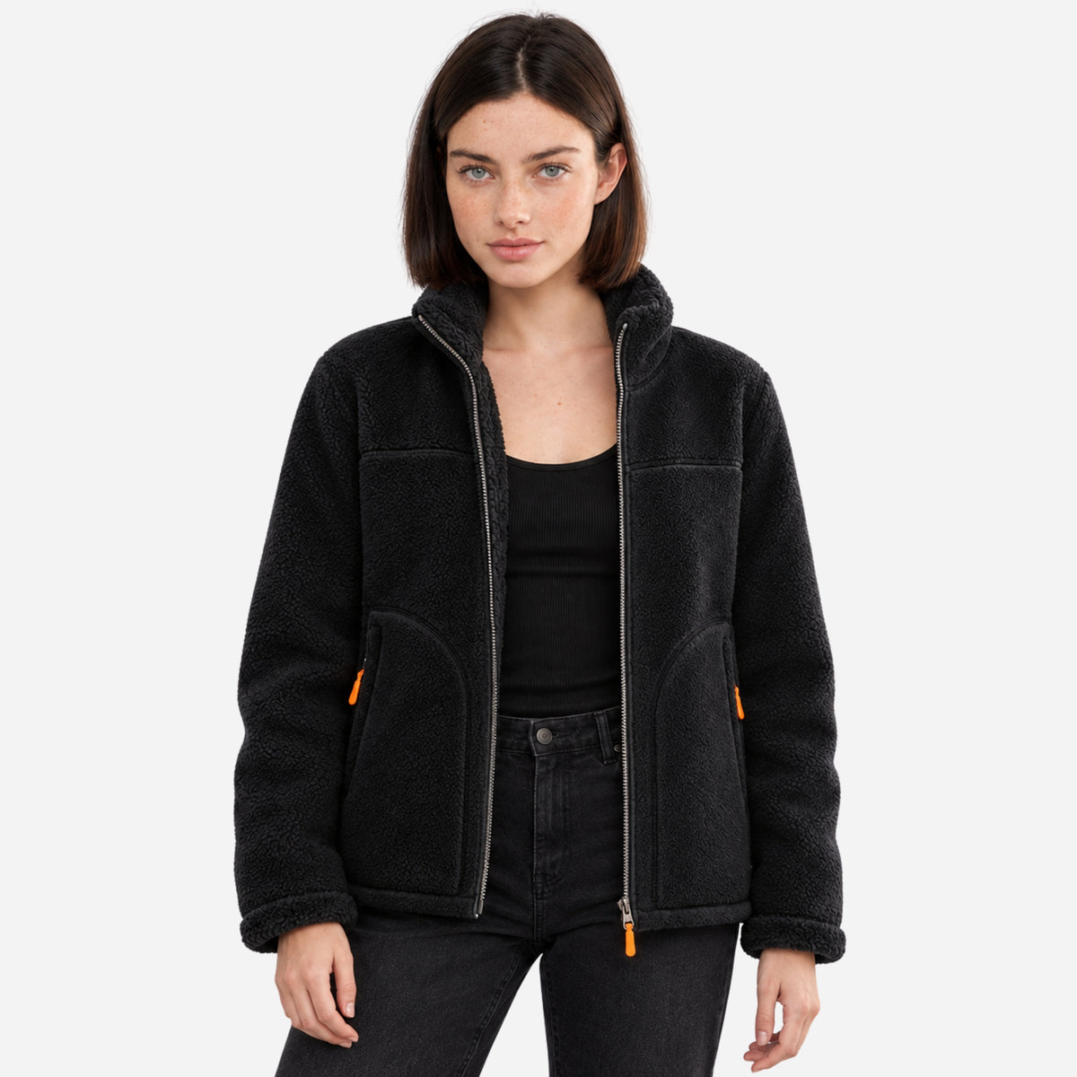 Women’s Reversible Plush-Lined Full-Zip Fleece Jacket-Fowsa