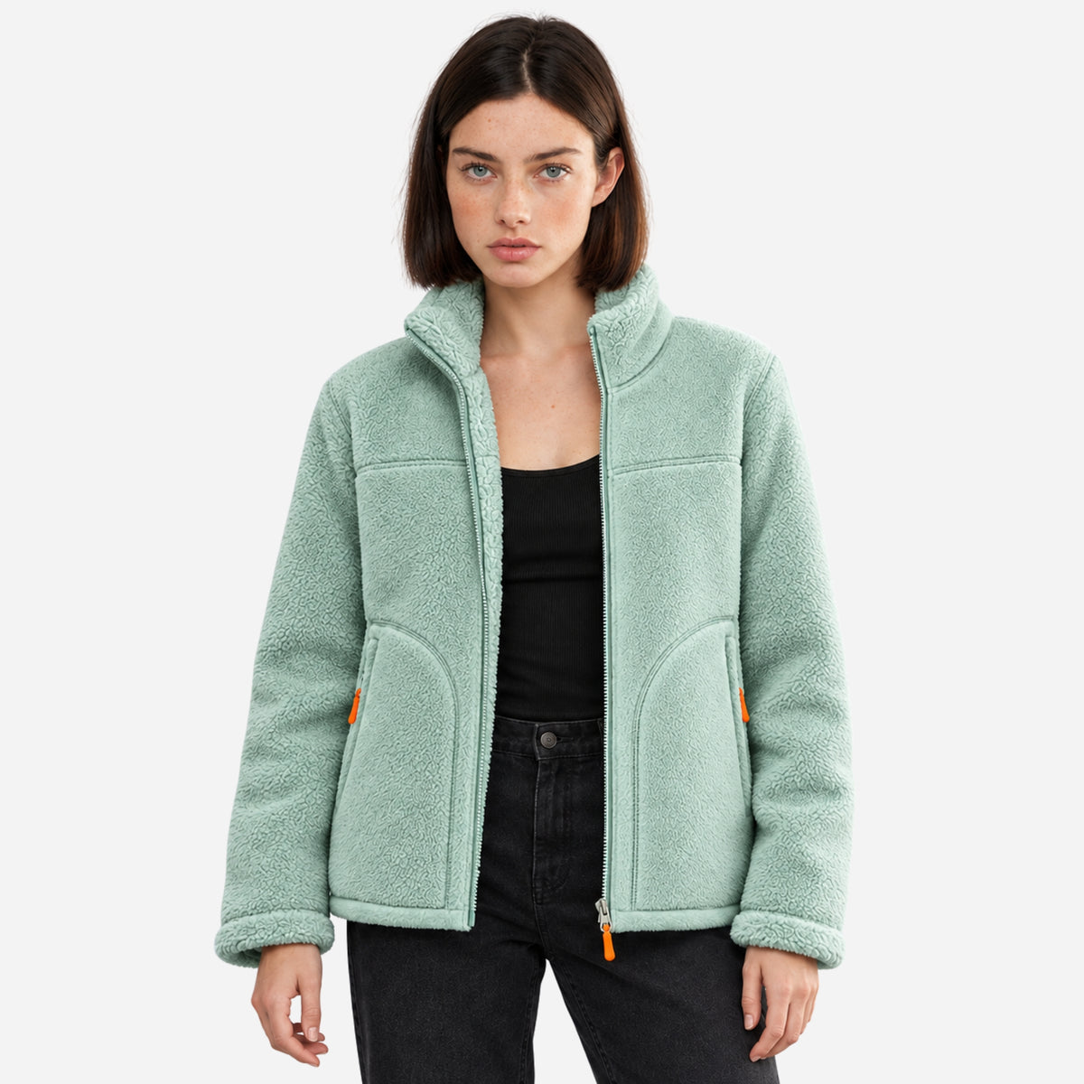 Women’s Reversible Plush-Lined Full-Zip Fleece Jacket-Fowsa