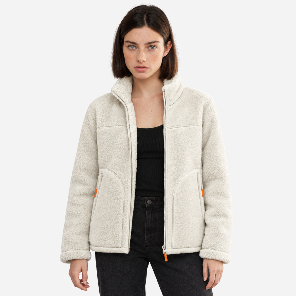 Women’s Reversible Plush-Lined Full-Zip Fleece Jacket-Fowsa