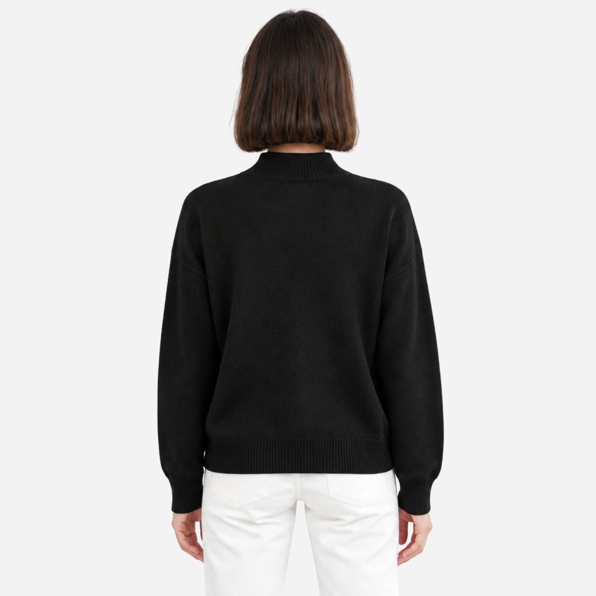 Women's Ribbed High-Neck Knitted Jumper-Fowsa