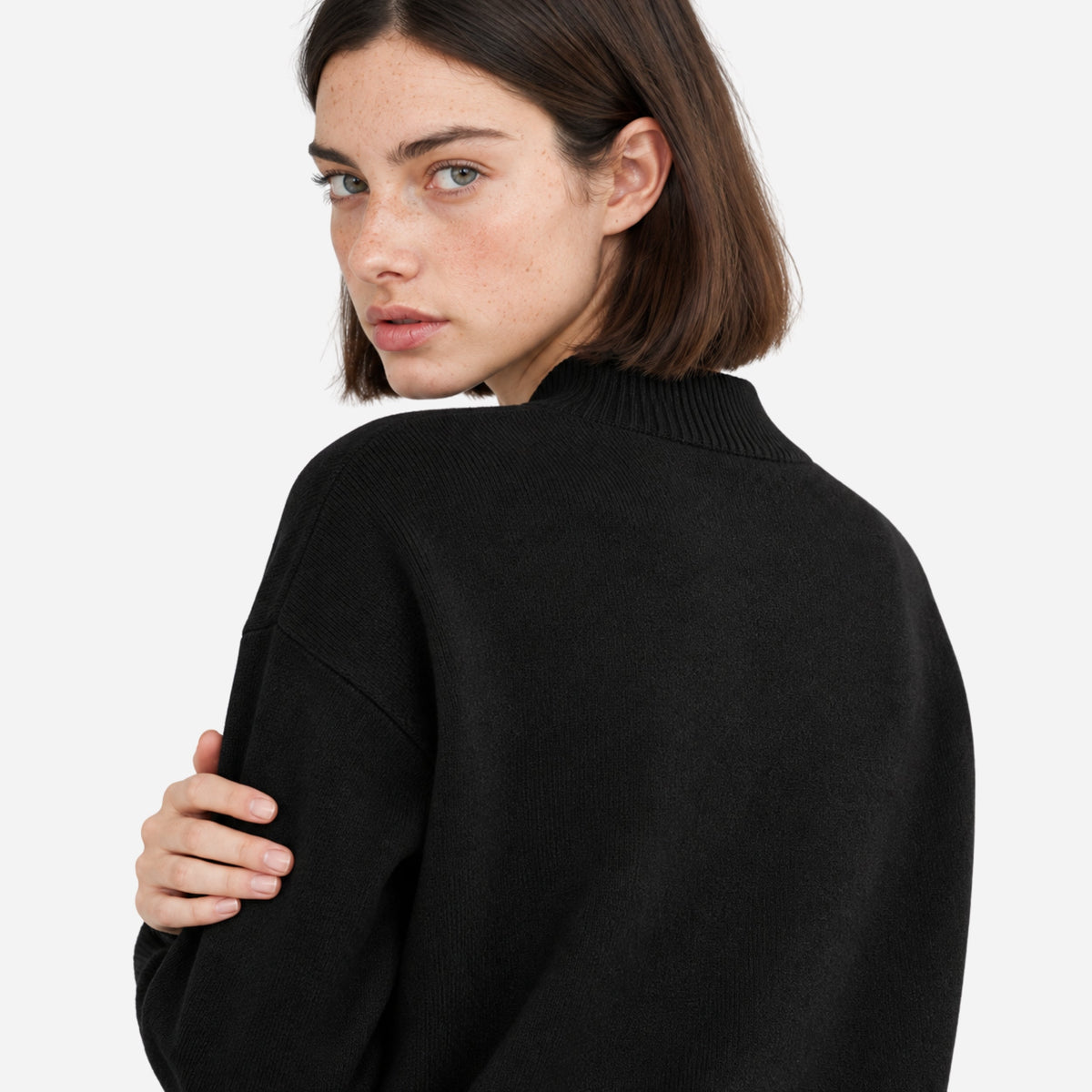 Women's Ribbed High-Neck Knitted Jumper-Fowsa